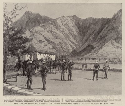 Con la Malakand Field Force, Sir Bindon Blood e il generale Jeffreys nel campo di Muta Shah da Henry Marriott Paget